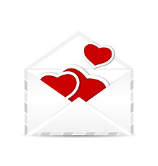 Image showing Envelope with set valentine red hearts