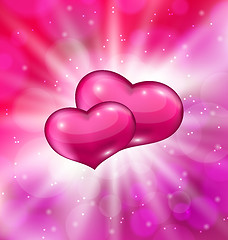 Image showing Shimmering background with beautiful hearts for  Valentine day