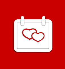 Image showing Calendar icon for Valentines day with hearts 