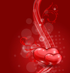 Image showing Floral background with beautiful hearts for Valentine day