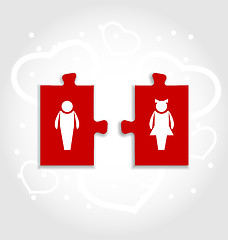 Image showing Couple of puzzle with human icons for Valentines day