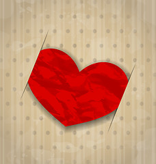 Image showing Red crumpled paper heart for Valentine Day 