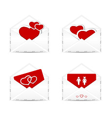 Image showing Set envelopes with valentine hearts and postcards