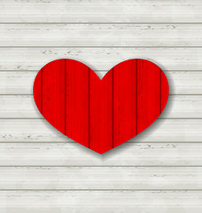 Image showing Red heart on wooden background for Valentine Day