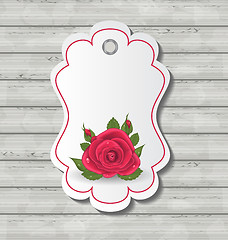 Image showing Elegant card with red rose for Valentine Day