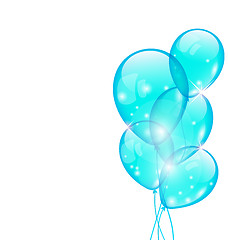 Image showing Flying blue balloons isolated on white background