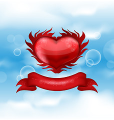 Image showing Red heart on blue sky background for Valentine's day