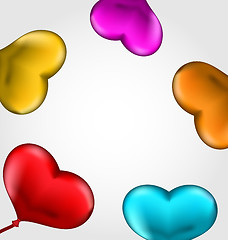 Image showing Colourful hearts balloons isolated on white background