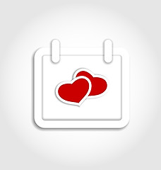 Image showing Calendar icon for Valentines day with hearts 