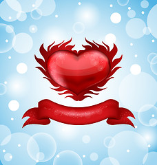 Image showing Red heart on blue sky background for Valentine's day
