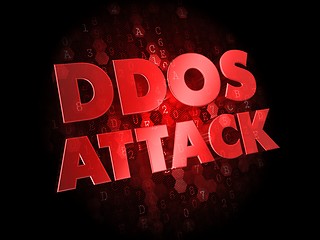 Image showing DDoS Attack on Dark Digital Background.