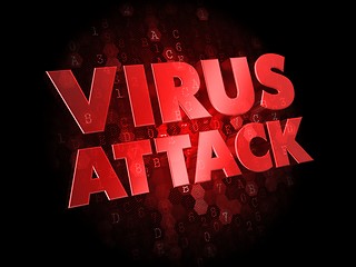 Image showing Virus Attack on Dark Digital Background.