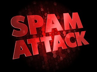 Image showing Spam Attack on Dark Digital Background.