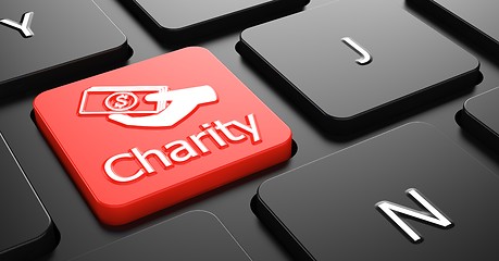Image showing Charity on Red Keyboard Button.