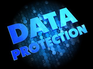 Image showing Data Protection on Dark Digital Background.