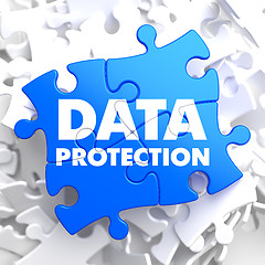 Image showing Data Protection on Blue Puzzle.