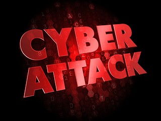 Image showing Cyber Attack on Dark Digital Background.