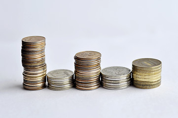 Image showing The coins put by piles. Schedule.