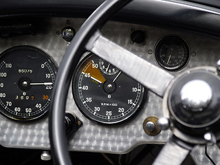 Image showing vintage sportscar cockpit