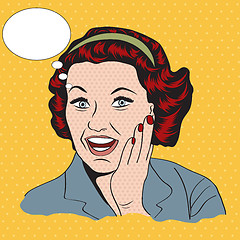 Image showing happy woman, commercial retro clipart illustration