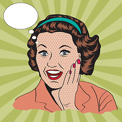 Image showing happy woman, commercial retro clipart illustration