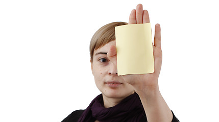 Image showing Woman and post it