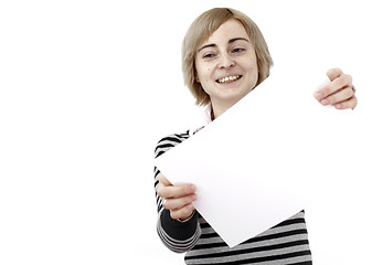 Image showing Woman holding a paper