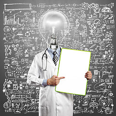 Image showing Lamp Head Doctor Man With Empty Board