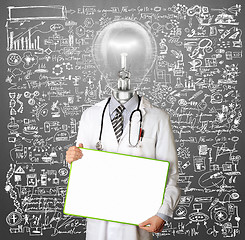 Image showing Lamp Head Doctor Man With Empty Board