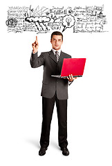 Image showing Business Man Shows Something With Finger