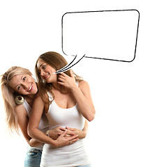 Image showing Two European Women With Speech Bubble