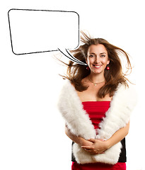 Image showing Woman In Red Dress With Furs With Speech Bubble