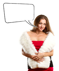 Image showing Woman In Red Dress With Furs With Speech Bubble