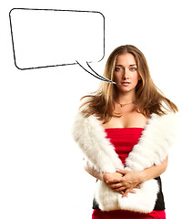 Image showing Woman In Red Dress With Furs With Speech Bubble