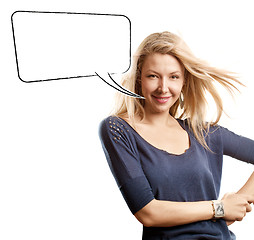 Image showing Woman Looking on Camera With Speech Bubble