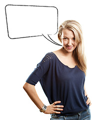 Image showing Woman Looking on Camera With Speech Bubble