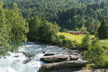 Image showing Camping place near the mountain river, Norway