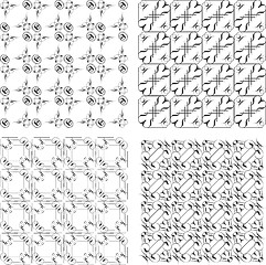 Image showing Set of monochrome geometric seamless patterns