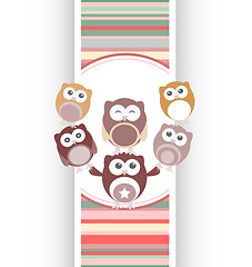 Image showing happy birthday party owls set