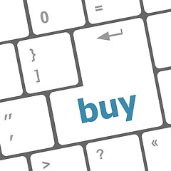 Image showing Buy Key symbolizing the closing of an ecommerce deal by someone shopping online or on the internet