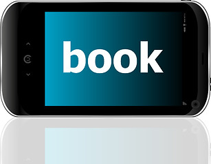 Image showing business concept: smartphone with word book on display