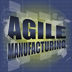 Image showing business concept, agile manufacturing on digital touch screen interface