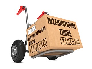 Image showing International Trade - Cardboard Box on Hand Truck.