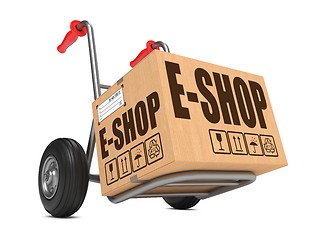 Image showing E-Shop - Cardboard Box on Hand Truck.