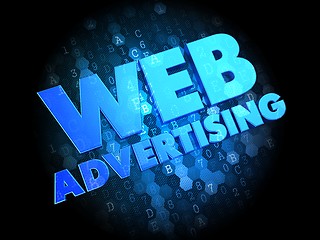 Image showing Web Advertising on Dark Digital Background.