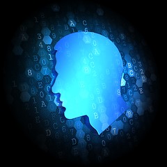Image showing Profile of Human Head on Digital Background.