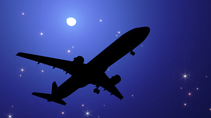 Image showing Plane in the night sky