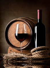 Image showing Wine and rope