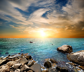 Image showing Beach at sunset