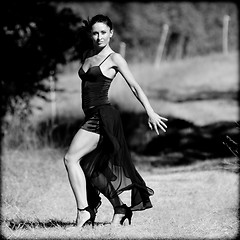 Image showing Woman dancing the flamenco outdoors.